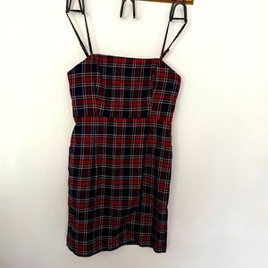 Forever 21 Small Blue and Red Plaid Camisole Mini Dress